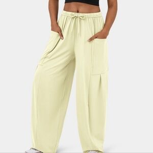 NWT Halara Viral Wide Leg Palazzo Pants Pale Yellow Lounge Wear
